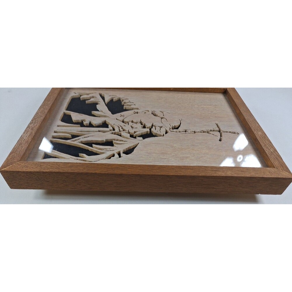 Vintage Pope John Paul II Wood Scroll Saw Art Framed Religious Catholic Picture - Picture 5 of 10